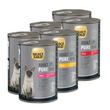 SELECT GOLD Pure Pack Mixte Boîtes de Pâtée Chat Adulte 3 recettes 6x400g