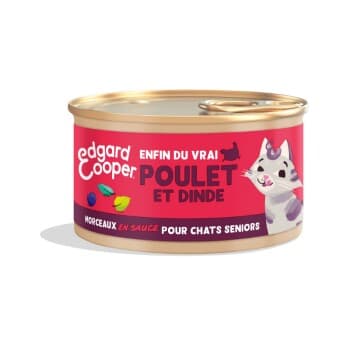 Edgard & Cooper Morceaux en Sauce Poulet & Dinde Chat Senior 18 x 85 g