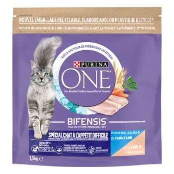 Purina ONE Croquettes pour Chat à l'appétit difficile au Cabillaud et à la truite 1,5 kg