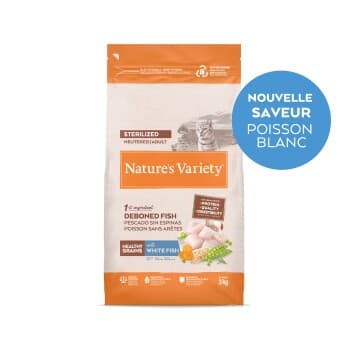Nature's Variety Healty Grain Croquettes Chat Adulte Sterilisé Poisson Blanc 3 kg