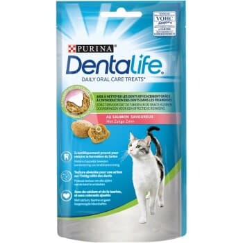 DentaLife friandises pour soins bucco-dentaires chat adulte saumon 8x40 g