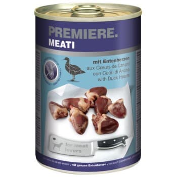 PREMIERE Meati nourriture humide pour chien, adulte Cœur de canard 24x400 g