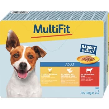 MultiFit Nourriture humide pour chien Ragout & Jelly Adulte Multipack 12x100g
