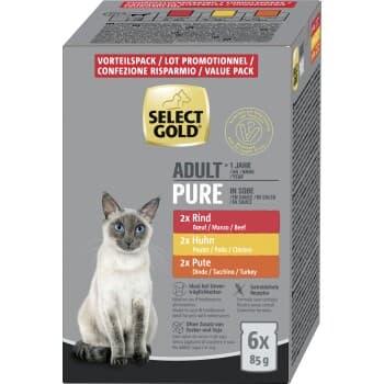 SELECT GOLD Pure Pack Mixte Sachets En sauce Chat Adulte 6x85g