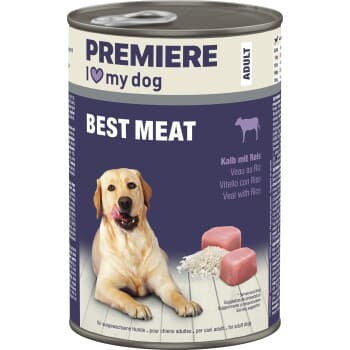 PREMIERE Best Meat nourriture humide pour chien, adulte Veau au riz 6x400 g