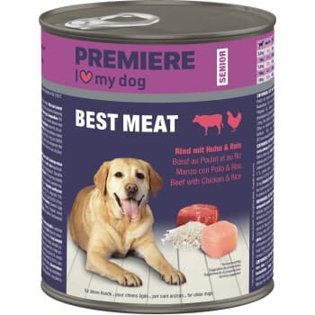 PREMIERE Best Meat nourriture humide pour chien, senior Bœuf au poulet et riz 6x800 g