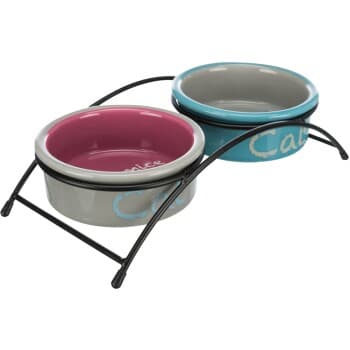 Trixie Ensemble de gamelles Eat-on-Feet de , céramique bleu/turquoise/gris/rose