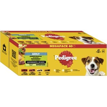 Pedigree Nourriture humide pour chien adulte, Multipack, Sélection mixte avec légumes, en sauce 40x100 g
