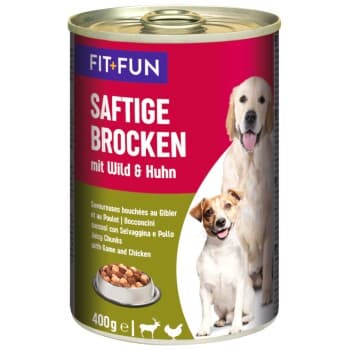 FIT+FUN Morceaux juteux Gibie et poulet 12x400 g