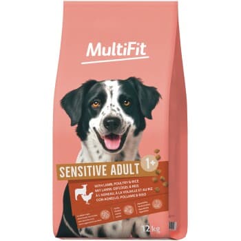 MultiFit nourriture sèche pour chien Sensitive Adult avec agneau, volaille & riz 12 kg