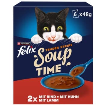Felix Soup Time Tendres lamelles 6 x 48 g Bœuf, poulet, agneau