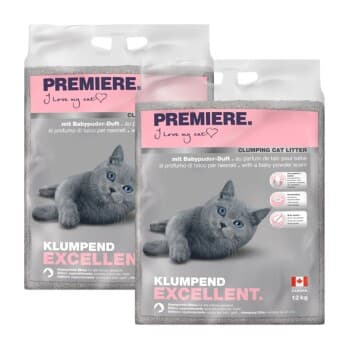 PREMIERE Excellent Litière Agglomérante Talc pour Bébé 2x12 kg