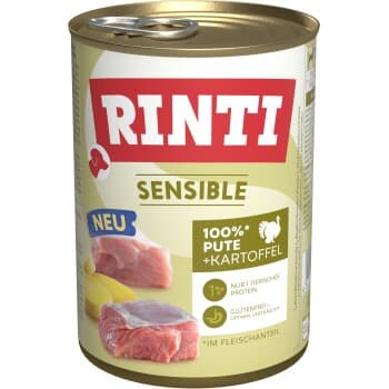 RINTI Sensible nourriture humide pour chien, adulte, boîte Dinde et pommes de terre 12x400 g