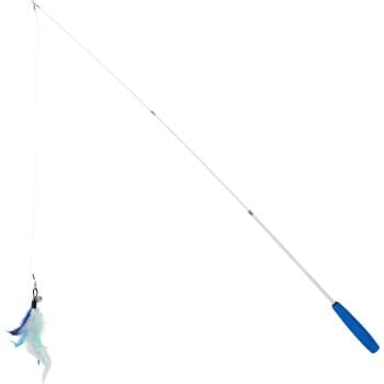 FIT+FUN Jouet canne à pêche pour chat, avec clochette et plumes interchangeables 40 cm