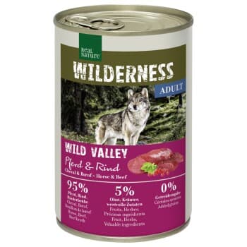 REAL NATURE WILDERNESS Nourriture humide Chien Adulte Wild Valley Cheval et Bœuf 6x400 g