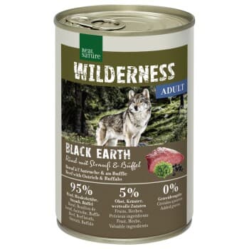 REAL NATURE WILDERNESS Nourriture humide Chien Adulte Bœuf Black Earth, autruche et buffle 12x400 g