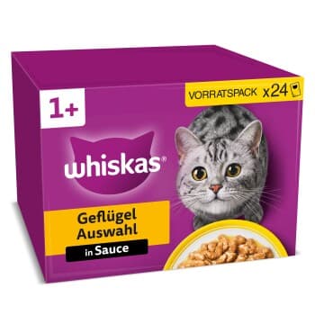 Whiskas pack de réserve 1+ sélection de volailles en sauce 24x85 g