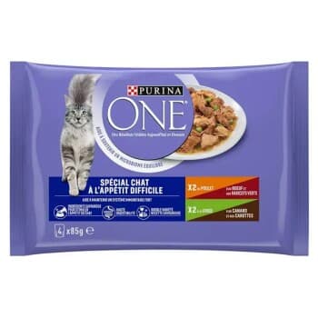 Purina ONE - Sachets pour Chat à l'appétit difficile 4 x 85 g
