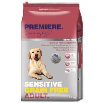 PREMIERE Croquettes Sensitive pour chien adulte sans céréales Bœuf & Pomme de terre 12 kg