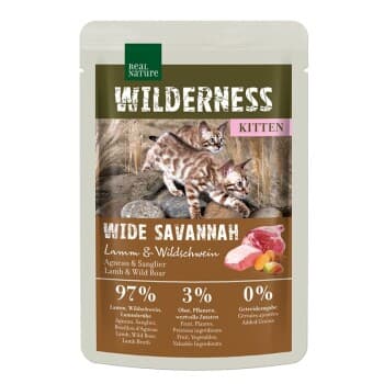 REAL NATURE WILDERNESS Kitten 12 x 85 g Wide Savannah agneau & sanglier 12x85 g