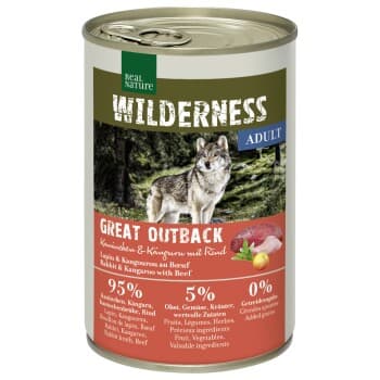 REAL NATURE WILDERNESS Nourriture humide Chien Adulte Great Outback lapin, kangourou et bœuf 24x400 g