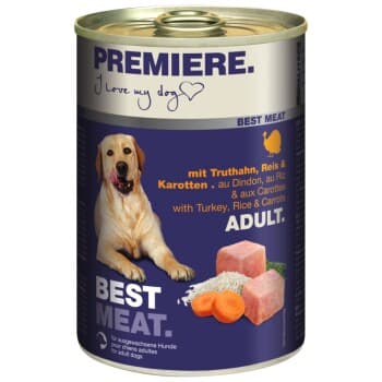 PREMIERE Best Meat nourriture humide pour chien, adulte Dinde et légumes 6x400 g