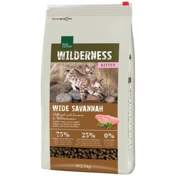 REAL NATURE WILDERNESS Wide Savannah Kitten à la volaille, à l’agneau et au sanglier 2,5 kg