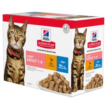 Hill's Science Plan Light Adult Multipack Poulet et Poisson 12x85 g