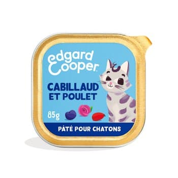 Edgard & Cooper Barquette Chat Junior Poulet, cabillaud 16x85 g