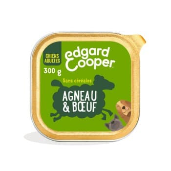 Edgard & Cooper Barquette Chien Adulte Bœuf et agneau 18x300 g
