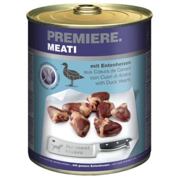 PREMIERE Meati nourriture humide pour chien, Adulte, Cœur de canard 6x800 g