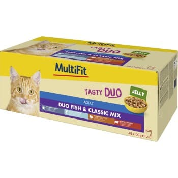 MultiFit nourriture humide pour chat Tasty Duo Adult Duo Poisson & Classic Jelly Mix Multipack 48x100 g