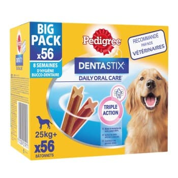 Pedigree Dentastix Bâtonnets hygiène bucco-dentaire pour grand chien 56pcs 2,160g