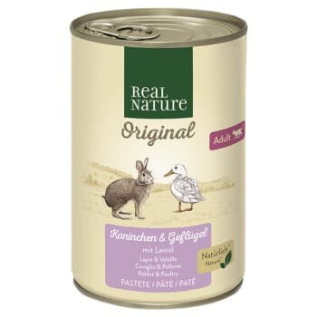 REAL NATURE Adult lapin et volaille à l’huile de lin 6x400 g