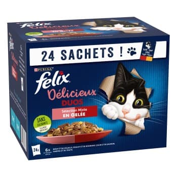 Felix Nourriture Humide Chat Délicieux Duos en Gelée Sélection Mixte 24x85g Pack mix 1