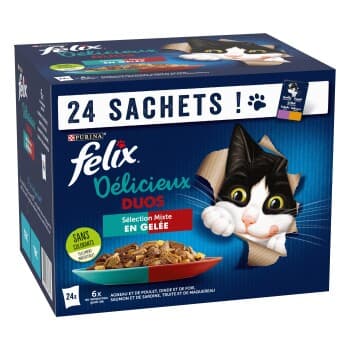 Felix Nourriture Humide Chat Délicieux Duos en Gelée Sélection Mixte 24x85g Pack mix 2