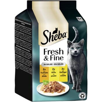 Sheba Fresh & Fine nourriture humide pour chat adulte, multipack, en gelée Dinde, poulet et volaille 36x50 g