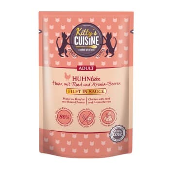 Kitty's Cuisine Filet en Sauce Chat Adulte Poulet, Boeuf, Baies d'aronia 12x70 g