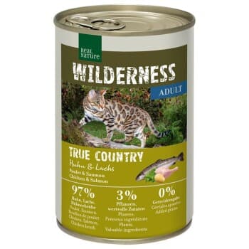 REAL NATURE WILDERNESS nourriture humide pour chat, adulte True Country Huhn & Lachs 12x400 g