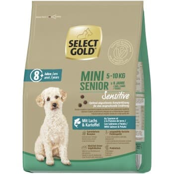 SELECT GOLD Sensitive Croquettes Chien Senior Mini Saumon aux Pommes de terre 4 kg