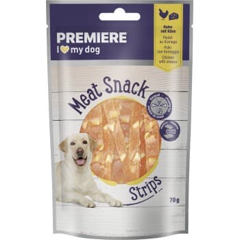 PREMIERE Meat Snack Stripes pour chien, Poulet au fromage 10x70 g