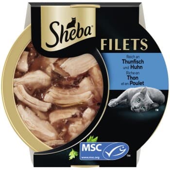 Sheba Filets aliment humide pour chat Thon et poulet 16x60 g