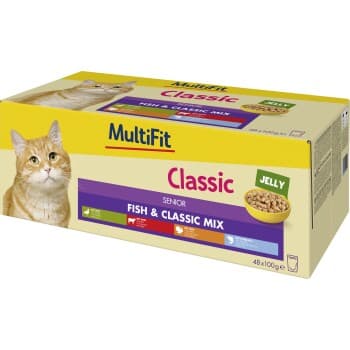 MultiFit nourriture humide pour chat senior Jelly Fish & Classic Mix 48x100g