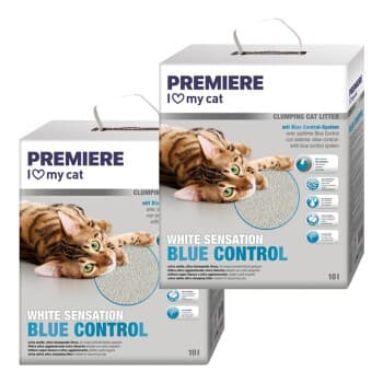 PREMIERE White Sensation – Blue control Litière agglomérante 2x10 l