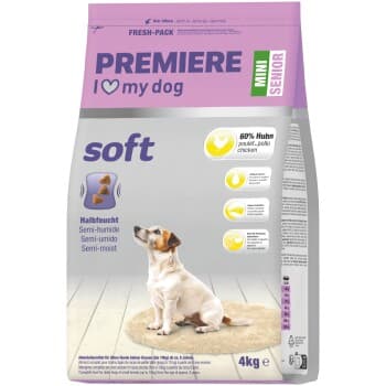 PREMIERE roquettes semi-humides chien Soft Mini senior poulet 4kg